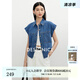 迪賽尼斯（DESIGNICE）2025年夏季新款通勤氣質復古純棉襯衫無袖牛仔短外套女 牛仔藍 M