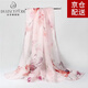 達(dá)芬奇密碼真絲絲巾杭州絲綢真絲圍巾100%桑蠶絲真絲女防曬紗巾媽媽生日禮物 水彩牡丹 淺粉