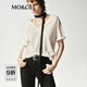 MO&Co.【NOIR系列】針織衫輕薄2025夏新品深V領(lǐng)含亞麻棉T恤MBE2SWT023 米白色 M /165