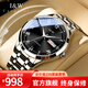I&W CARNIVAL HWGUOJI瑞士手表男機(jī)械表進(jìn)口機(jī)芯全自動(dòng)男士手表夜光防水雙日歷商務(wù)腕表 銀黑鋼帶/進(jìn)口機(jī)芯/定制刻字