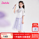 笛莎（DEESHA）童裝女童國風(fēng)套裝連衣裙2025夏季新款兒童女孩裙子套裝漢服裙 夢幻紫 160