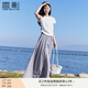 香影【仙女褲】灰色裙褲女垂感2025夏裝新款顯瘦寬松大褲腳闊腿褲 淺灰裙褲 M 160/84A/95-110斤