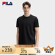 FILA 斐護(hù)科技|斐樂(lè)官方男子針織短袖2025春新款時(shí)尚簡(jiǎn)約休閑圓領(lǐng)T恤 正黑色-BK L 175/96A/L