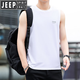 JEEP SPIRIT吉普冰絲速干背心男士2025夏季新款輕薄t恤透氣無(wú)袖坎肩運(yùn)動(dòng)上衣 白色 L 建議120-140斤
