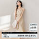 尚都比拉夏季氣質(zhì)V領(lǐng)通勤吊帶連衣裙高級感光澤性感純欲風(fēng)小裙子 香檳色 M