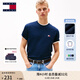 TOMMY JEANS【純色純棉】25新款夏季男裝平紋針織潮流刺繡短袖上衣T恤20322 藏青色C1G XL （推薦：165-180斤）