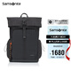 新秀麗（Samsonite）高端潮流雙肩包電腦包14英寸男士背包休閑時尚抽繩翻蓋牛皮革NS6
