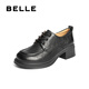 百麗（Belle）七夕禮物復(fù)古質(zhì)感牛津鞋女25秋新方跟英倫風(fēng)通勤單鞋3NW27CM5 黑色 39 (245mm)
