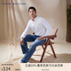 Tommy Hilfiger【休閑純棉】春夏季男女情侶款商務(wù)正裝通勤條紋純色長袖襯衫外套