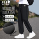 JEEP SPIRIT吉普褲子男秋季休閑褲男修身顯高束腳褲百搭運(yùn)動長褲男褲黑色XL
