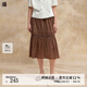播蕾絲拼接裙擺A字半身裙女商場同款韓系風(fēng)格子長裙BDR2BD0935 O91熔巖格 M