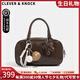 CLEVER KNOCK品牌CK包包女款保齡球手提包輕奢斜跨包女士單肩包情人節(jié)七夕禮物 布朗尼棕【帶掛件】 奢侈禮盒包裝送女友送老婆