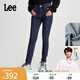 Lee【張凌赫代言】433高腰窄腳磨毛中深藍(lán)顯瘦女牛仔褲潮流A06917 中深藍(lán) 28