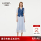 歌莉婭歐若風(fēng)套裝2025兩件套牛仔設(shè)計感拼接上衣a擺網(wǎng)紗半裙1E4RAD080 75U牛仔藍(lán) S