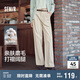 森馬（Semir）休閑褲女純棉打褶闊腿褲腰帶秋復(fù)古磨毛長(zhǎng)褲顯腿長(zhǎng)101524127005A