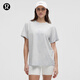 lululemon丨All Yours 女士棉混紡 T 恤 *Wash LW3IRES 阿爾卑斯白淀粉藍(lán)牛仔藍(lán)水洗云紋 L