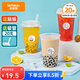 特美居奶茶杯一次性飲料杯500ml*20套 塑料咖啡杯帶蓋果汁杯子帶吸管