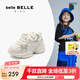 百麗（Belle）時尚休閑老爹鞋女童水鉆蝴蝶結運動風休閑鞋K8615C84 米色 30碼