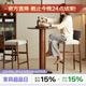 尋木之旅 黑胡桃木吧臺(tái)桌實(shí)木高圓桌家用陽(yáng)臺(tái)小吧臺(tái)高腳桌 吧臺(tái)桌+1張吧椅