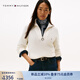 TOMMY HILFIGER25新款秋冬女裝純棉優(yōu)雅通勤半拉鏈POLO領(lǐng)套頭針織衫05580 米白色Z00 S （推薦：100-110斤）