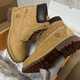 添柏嵐（Timberland）牛皮不爛經(jīng)典情侶戶(hù)外馬丁高幫耐磨潮鞋 黃色磨砂 38