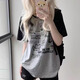 妙奕嘉印花短袖t恤女夏季上衣新款2025年半袖高級(jí)感顯瘦遮肚子寬松插肩 印花插肩短袖 【灰色】 M 【建議115斤內(nèi)】