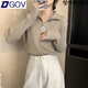 DGOV女裝拉鏈高領(lǐng)針織打底衫女新款秋季顯瘦內(nèi)搭毛衣長(zhǎng)袖上衣 卡其色zt L 建議100~120斤