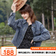 百圖betu女裝春季新款短外套簡約寬松ins潮百搭牛仔外套女2401T45 牛仔色 M