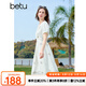 百圖betu女裝2025夏季新款衣服連衣裙V領(lǐng)燈籠袖繡花面料裙子女2503T93 米白 M