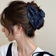 蔻緹蝴蝶結牛仔貝殼抓夾女2025新款高級感后腦勺發(fā)夾復古鯊魚(yú)夾子發(fā)飾 深藍色牛仔抓夾
