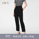 OVV2024春夏新款女裝經(jīng)典簡約基礎(chǔ)易搭半松緊腰休閑褲 黑色（凈色）05 XL