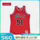 NBA官方Mitchellness復(fù)古球衣公牛隊1997-98賽季羅德曼紅色客場夏季 圖片色 XL