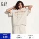 Gap女裝夏季貼布繡logo短袖衛(wèi)衣寬松運(yùn)動(dòng)連帽衫520594 米色 XL (175/92A )亞洲尺碼