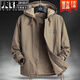 JEEP SPIRIT吉普羊羔絨外套男士棉i服冬季加絨加厚冬裝防寒休閑保暖連帽棉i衣 卡其色 L