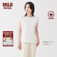 無印良品（MUJI）女式 天竺編織 法國袖T恤 短袖上衣女款內(nèi)搭25年夏季女裝BB2RKA5S 白色 M （160/84A）