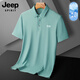 JEEP SPIRIT吉普夏季冰絲Polo衫男士2025新款翻領(lǐng)短袖T恤休閑商務(wù)大碼上衣服2308豆綠色4XL 體重170-190斤
