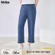 MsShe【天絲涼涼牛仔褲】大碼女裝2025夏裝胖mm薄九分/加長(zhǎng)闊腿褲 A款九分褲-牛仔中藍(lán)色現(xiàn)貨 3XL