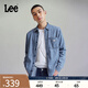 Lee春夏標(biāo)準(zhǔn)版翻領(lǐng)經(jīng)典工裝設(shè)計男士長袖牛仔襯衫休閑潮流LMT009 淺藍色 XL