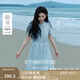 茵曼（INMAN）【苧麻】章若楠同款法式娃娃領(lǐng)連衣裙女裝2025夏季新品泡泡袖裙子 淺藍(lán)色【好評(píng)返現(xiàn)】 M