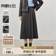 尚都比拉氣質(zhì)通勤半身裙女秋冬時尚高腰百褶裙中長款A字裙子 深灰色 M 
