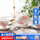 華光國瓷 骨瓷餐具 抗菌釉中彩碗盤套裝 喬遷之喜結(jié)婚禮品 花好月圓 花好月圓 22頭禮盒裝【抗菌瓷】