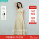 茵曼（INMAN）法式收腰顯瘦方領(lǐng)吊帶連衣裙女裝2025夏季新品長裙子 淺黃色 M