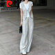 皮爾卡丹（pierre cardin）高級(jí)感小香風(fēng)亞麻馬甲套裝女夏季新款棉麻背心休閑闊腿長(zhǎng)褲兩件套 淺卡其馬甲+長(zhǎng)褲 兩件套 L