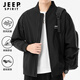 JEEP SPIRIT夾克外套男秋季戶外運(yùn)動(dòng)立領(lǐng)風(fēng)衣男時(shí)尚百搭寬松棒球服 黑色XL