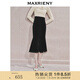 MAXRIENY浪漫優(yōu)雅感蕾絲魚尾半身裙復(fù)古赫本風(fēng)裙子 黑色 L