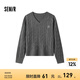 森馬（Semir）毛衣女森柔毛衫刺繡V領(lǐng)顯瘦寬松2024冬季絞花上衣復(fù)古風(fēng) 深花灰00120 170/92A/XL