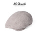 Mr DUCK輕奢亞麻桑蠶絲高檔鴨舌帽男 春秋帽子復古英倫前進(jìn)帽舒適透氣 淺褐灰（高端亞麻+桑蠶絲）-MW56111 M (57cm):適合54-56cm頭圍