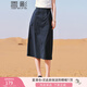 香影a字工裝半身裙女2025夏裝新款藏青中長(zhǎng)抽繩氣質(zhì)高腰開叉裙子 藏青 L