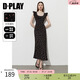 DPLAY2025年夏季新款黑色連衣裙女氣質(zhì)顯瘦高級(jí)感長(zhǎng)款印花裙子爆款夏裝 暗夜玫瑰 S