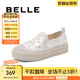 百麗（Belle）亮片帆布鞋女商場同款厚底增高休閑鞋B3R1DBM4 淺金色 37 (235mm)